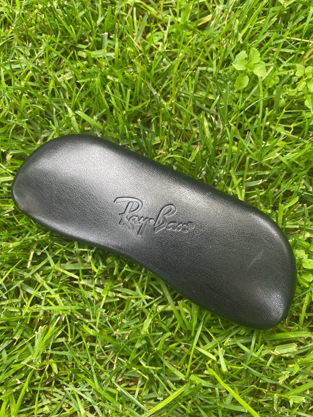 RAY-BAN Vintage Hard Shell Black Sunglasses Case Embossed Logo Felted Interior